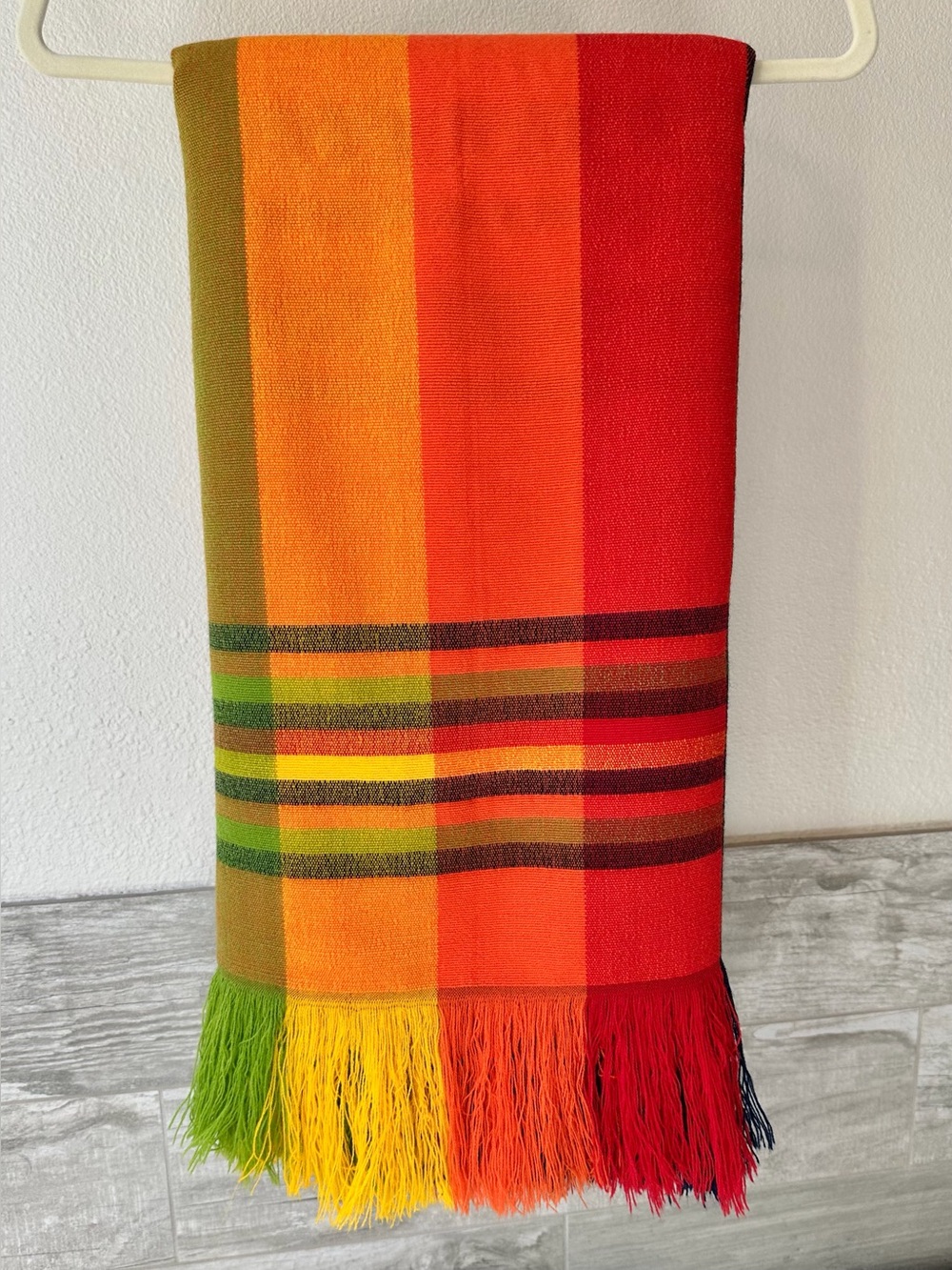 NWOT Handmade in Equador Alpaca Wool Vibrant, Colorful Tablecloth / Sofa Blanket